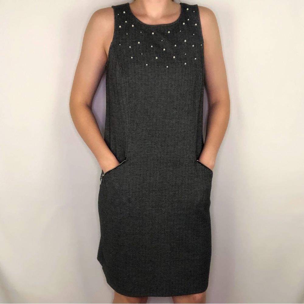 Apt.9 Midi Dress Pearl Straight Sleeveless Business Workwear Womens Small Pocket